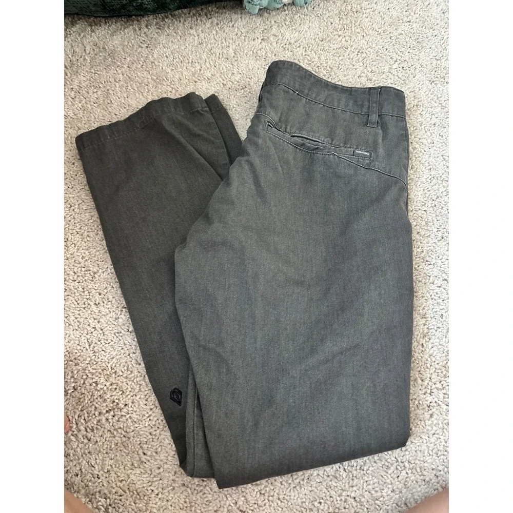Volcom Mens Chino Pants Charcoal Gray Frickin Modern Stretch Skate Trousers 36